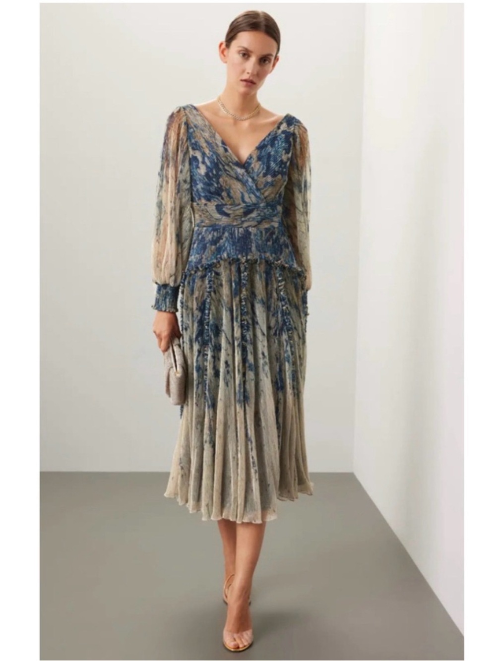 Rene Ruiz Coloection Abstract Floral Tiered Midi Dress